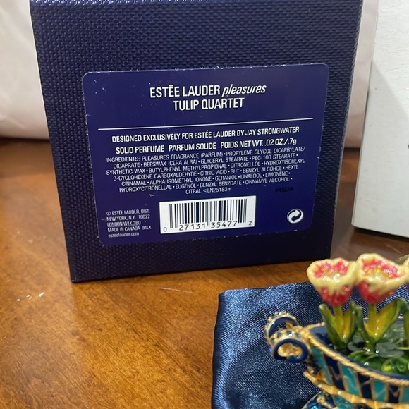2004 ESTEE LAUDER JAY STRONGWATER TULIP QUARTET SOLID PERFUME COMPACT RARE - Picture 3 of 7